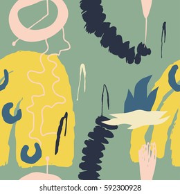 Abstract Pattern with shapes, lines, spots, imprints, dots . Artistic seamless background. Ready design ideas for for poster, trendy card, invitation, placard, brochure, flyer, presentation and more.