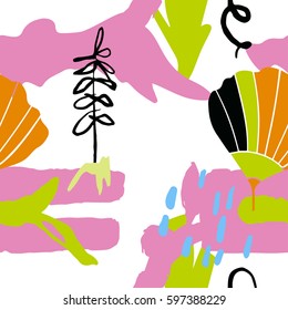 Abstract Pattern with shapes, lines, spots, imprints, dots . Artistic seamless background. Ready design ideas for for poster, trendy card, invitation, placard, brochure, flyer, presentation and more.