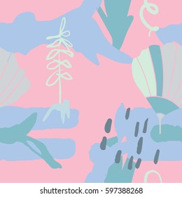 Abstract Pattern with shapes, lines, spots, imprints, dots . Artistic seamless background. Ready design ideas for for poster, trendy card, invitation, placard, brochure, flyer, presentation and more.