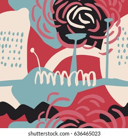 Abstract Pattern with shapes, lines, spots, imprints, dots . Artistic seamless background. Ready design ideas for for poster, trendy card, invitation, placard, brochure, flyer, presentation and more.