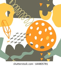 Abstract Pattern with shapes, lines, spots, imprints, dots . Artistic seamless background. Ready design ideas for for poster, trendy card, invitation, placard, brochure, flyer, presentation and more.