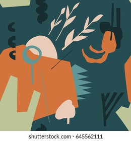 Abstract Pattern with shapes, lines, spots, imprints, dots . Artistic seamless background. Ready design ideas for for poster, trendy card, invitation, placard, brochure, flyer, presentation and more.