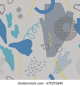 Abstract Pattern with shapes, lines, spots, imprints, dots . Artistic seamless background. Ready design ideas for for poster, trendy card, invitation, placard, brochure, flyer, presentation and more.
