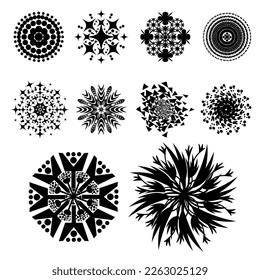 Abstract pattern shapes, Mandala,  curves, Lines. Contemporary modern trendy Vector illustration.