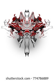 Abstract Pattern for Shirt, Card, White, black red gold white gohthic clean background graphic vector.