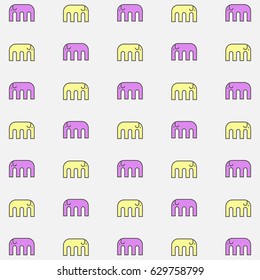 Abstract pattern with silhouette of elephants on grey background. Vector illustration.
