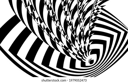 abstract pattern similar to eye with eyelashes in op art style
