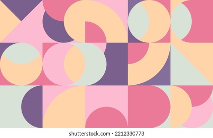 Abstract pattern with simple geometric figures. Simple geometric pattern in bauhaus style. For use in web design, business presentation, poster, textile print. Vector illustration.
