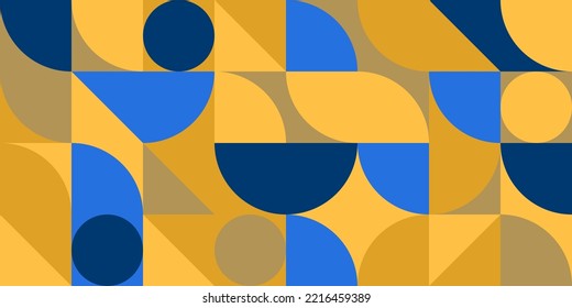 Abstract pattern with simple geometric figures. Simple geometric pattern in bauhaus style. For use in web design, business presentation, poster, textile print. Vector illustration.