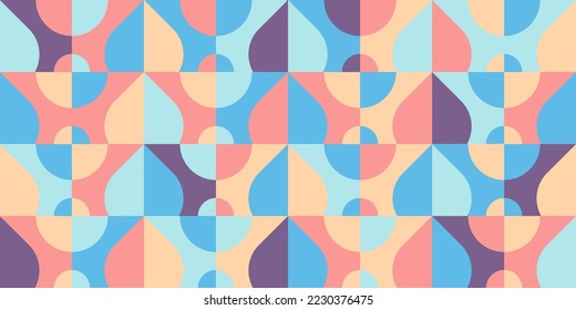 Abstract pattern from simple geometric figures. Seamless pattern in bauhaus style. Endless texture. For use in web design, business presentation, poster, textile print. Vector illustration.