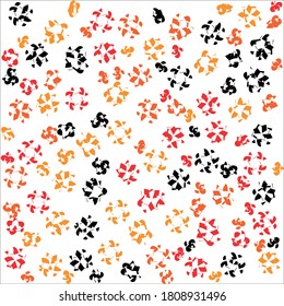 Abstract pattern of simple, non-symmetrical, hand-drawn shapes on a solid background