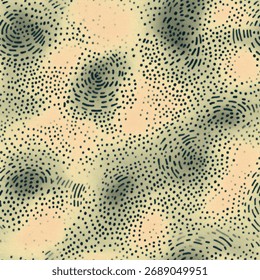 Abstract pattern of small dots in muted green and peach, grunge ikat pattern, stamp seamless pattern, linin texture, Vector illustration background for print the paper.