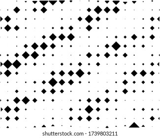 Abstract pattern with small and large rhombuses. Design element for web banners, posters, cards, wallpapers, backdrops, panels Black and white color Vector illustration