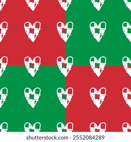 Impressão de futebol padrão abstrato na forma de um coração e a bandeira do país - Portugal, Itália, Bielorrússia. Futebol sem costura fundo. Desenho desenhado à mão arte vetorial.