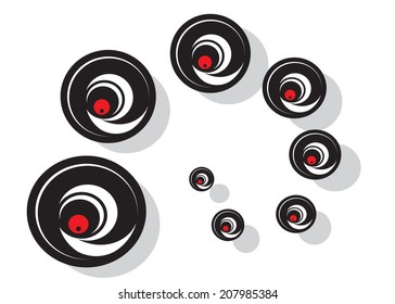  abstract pattern spiral black white and red color