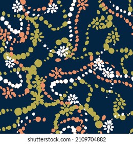 Abstract pattern of spots in a chain. Ready to print and color. For fashion fabric textiles. vector and all over design