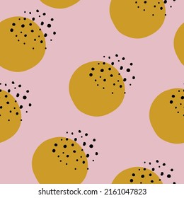 Abstract pattern with spots and dots in doodle style. Modern wallpaper, print for fabric. Leopard color.