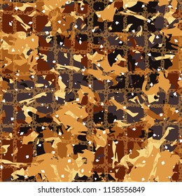 Abstract pattern of spots of gold, bronze and copper.