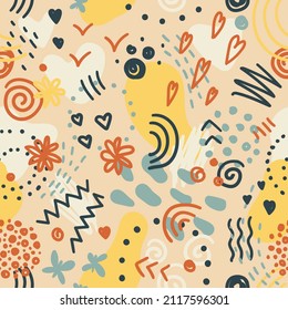 ABSTRACT PATTERN WITH SPOTS AND HEARTS