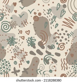 ABSTRACT PATTERN WITH SPOTS AND HEARTS