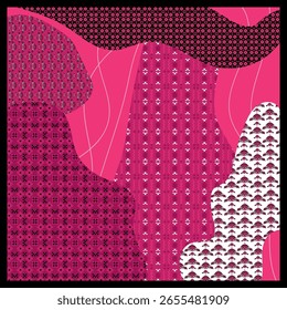 padrão abstrato quadrado hijab ilustração em rosa preto com base