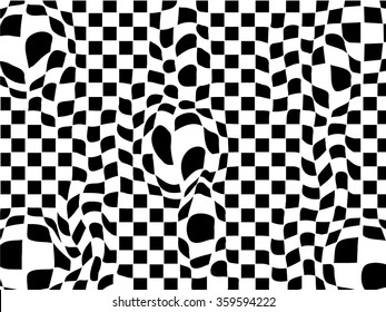 abstract pattern of squares background in black and white. Vasarely optical effect. 