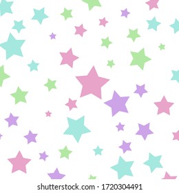 Abstract pattern with stars of different size on white background. Vector illustration.
