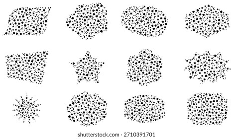 Padrão abstrato de estrelas Luas e corações em várias formas sobre fundo branco Um design versátil para projetos criativos