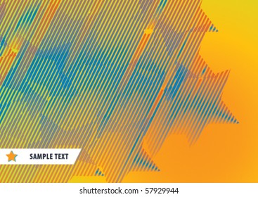 Abstraktes Muster aus gestreiften Sternen auf orangefarbenem Hintergrund. Vektorgrafik.