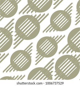 Abstract pattern of stripes and circles, seamless vector background.