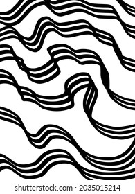 abstract pattern stripes ribbons swirling and waves black and white background
