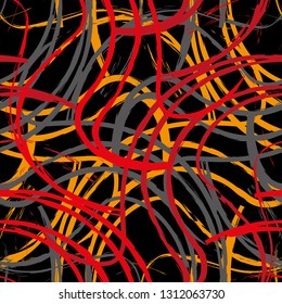 Abstract pattern of stripes, scribbles, confusion, seamless vector background.