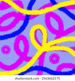 abstract pattern strokes. Creative dynamic texture with scribble brush strokes, vibrant circles. Endless background design, repeating print for modern trendy textiles, wraps.