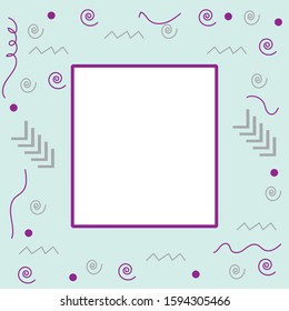 abstract pattern in the style of Memphis on a delicate blue background with copy space