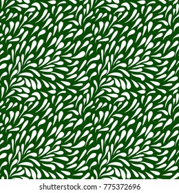 Abstract pattern. Stylized white leaves on a green, cute seamless background for your design