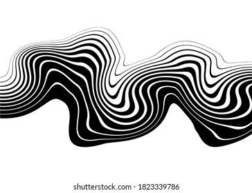 Abstract pattern of swirling black lines on a white background. Modern vector background
