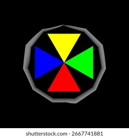 Símbolo de patrón Abstractas. Composición de triángulos coloridos. Diseño de forma geométrica. Emblema de giro de Vector.