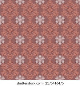 Abstract pattern with symmetrical figure flower mandala brown pink seamless pattern for textile design