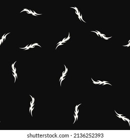 Abstract pattern tattoo fire sketch. Artistic death metal logo design. Random, chaotic white illustration in Metalcore style on a black background.