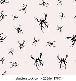 Abstract pattern tattoo spider sketch. Artistic death metal logo design. Random, chaotic black illustration in Metalcore style on a white background.