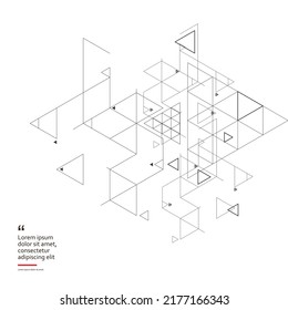 Abstract pattern technology banner. Connecting lines and dots. Hexagon and triangles design. Construction element network. Chemical strand illustration