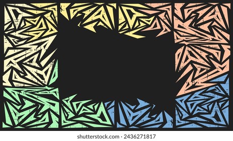 Abstract pattern template background in pastel, yellow, red, white, green, blue and dark black color. Vector illustration. Suitable for landing page and backdrop templates.
