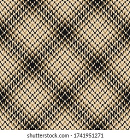 Abstract pattern for textile print. Seamless diagonal glen plaid texture in black and gold for dress, jacket, purse, or other modern autumn textile design.