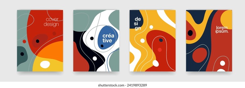 Abstract pattern texture book brochure poster cover gradient template vector set. Retro colors palette abstract organic pattern background