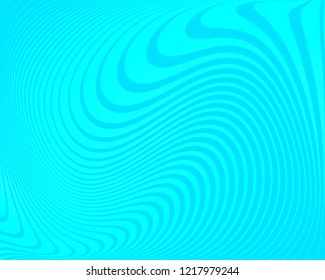 Abstract pattern. Texture with twisted, wavy, curves lines. Optical art background. Wave design blue color. Digital image with a psychedelic stripes. Vector illustration  