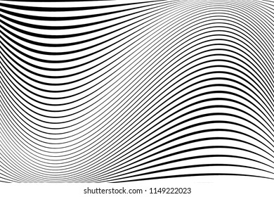 Abstract pattern.  Texture with wavy, billowy lines. Optical art background. Wave design black and white. Digital image with a psychedelic stripes. Vector illustration