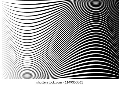 Abstract pattern.  Texture with wavy, billowy lines. Optical art background. Wave design black and white. Digital image with a psychedelic stripes. Vector illustration