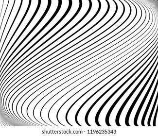 Abstract pattern. Texture with wavy, billowy lines. Optical art background. Wave design black and white. Digital image with a psychedelic stripes. Vector illustration