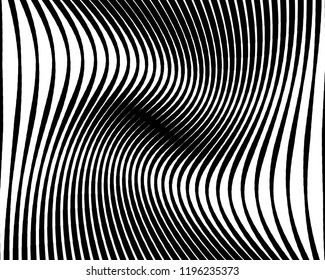 Abstract pattern. Texture with wavy, billowy lines. Optical art background. Wave design black and white. Digital image with a psychedelic stripes. Vector illustration