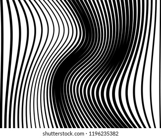 Abstract pattern. Texture with wavy, billowy lines. Optical art background. Wave design black and white. Digital image with a psychedelic stripes. Vector illustration